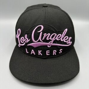Los Angeles Lakers Hat Cap New Era Adult 7 1/4 Black Pink‎ Hardwood Classics NBA